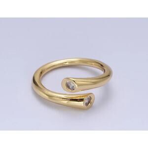 Dainty Unique Shape Hug Ring with Colorful Cz Crystal Stone